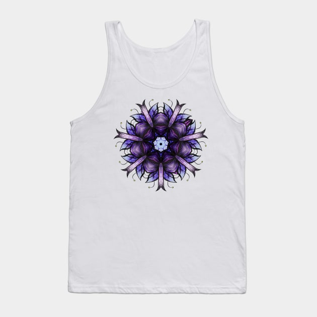 Abstract Flower Kaleidoscopic Pattern In Blue Violet Tank Top by Boriana Giormova